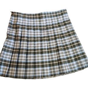 NO BOUNDARIES‎ Junior size 7-9 Green Blue Plaid Pleated Academia Mini Flirty Fun
